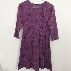 Dark Purple Aztec Print Long Sleeve Wonder Nation Girls Dress (XL 14-16)